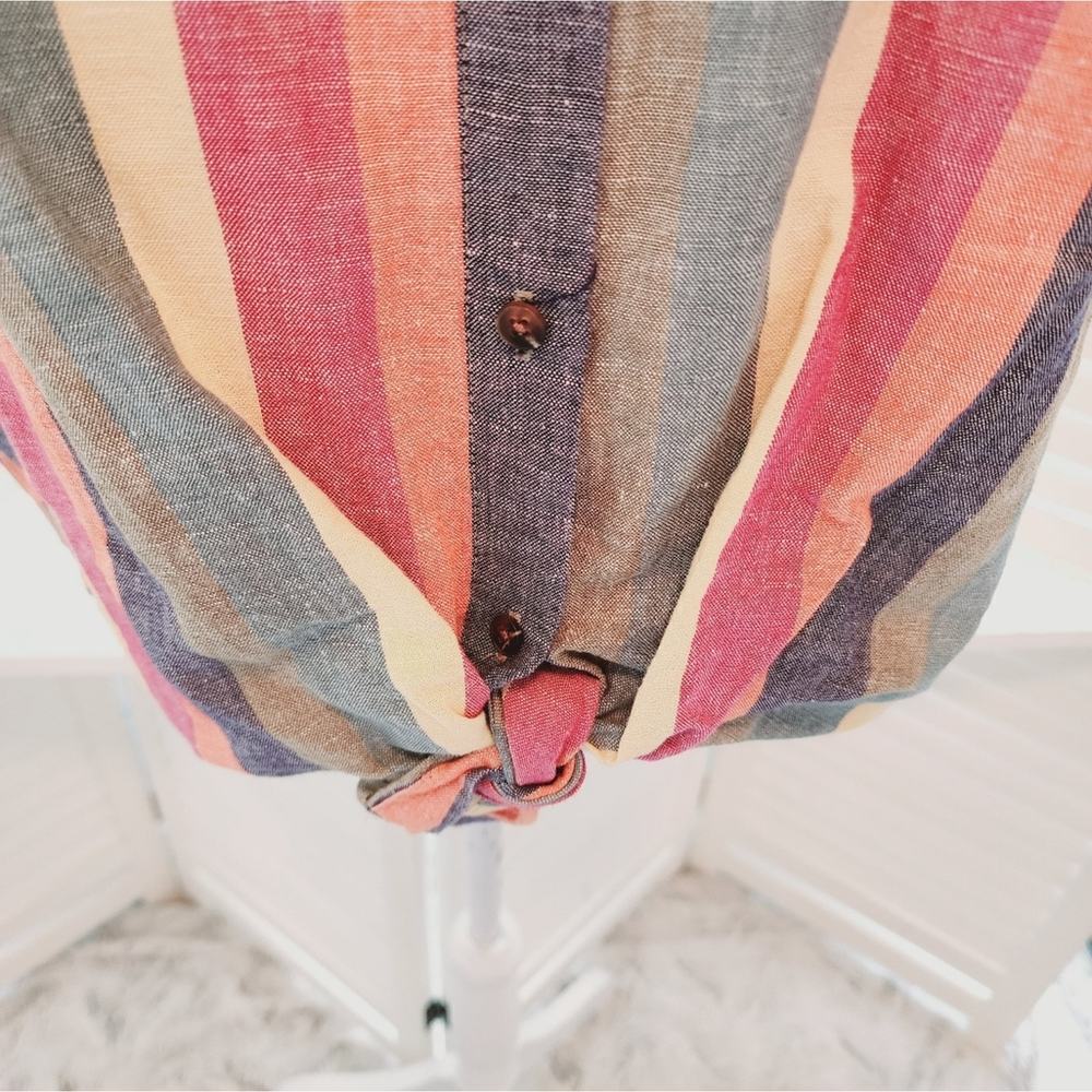 MADEWELL MULTI COLOR STRIPE SHIRT WITH TIE FRONT SIZE SMALL - Picture 4 of 6